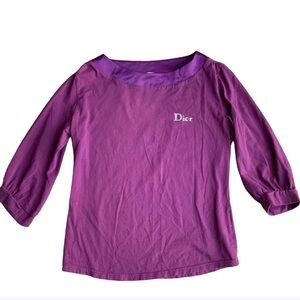 Vintage CHRISTIAN DIOR PARFUMS Purple Quarter Length Sleeve Women’s Top Size MED